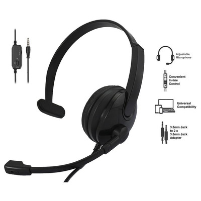 Гарнитура ПК моно On-ear 2E CH12 mini-jack, omni-mic, 1.2м, черный