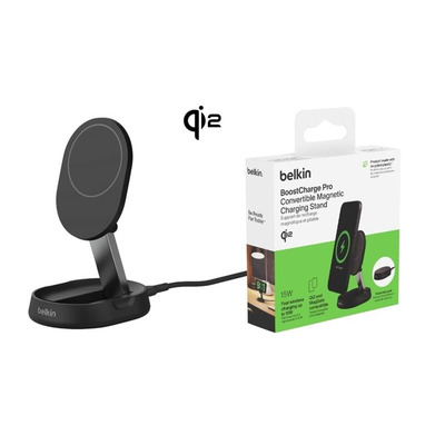 Зарядное устройство для беспроводной связи Belkin 15Вт Magnetic Stand Qi2, черный