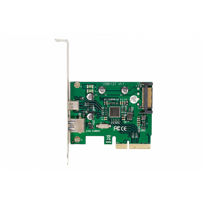 Плата расширения Frime PCI-E to USB3.1 TYPE-A+C (1+1 порты) ASM1142 (ECF-PCIEtoUSB009.LP)