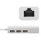 USB Hub Type-C Hub 3-port USB2.0+RJ45 Fast Ethernet, белый