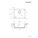 Deante Мойка кухонная Corda, гранит, квадрат, без крыла, 550х460х204мм, чаша - 1, встраиваемая, черный
