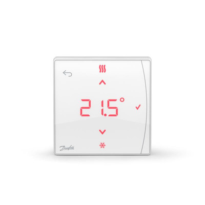 Терморегулятор Danfoss Icon2 RT, Display, +5...35 °C, програмований, бездротовий, накладний, 3В, білий