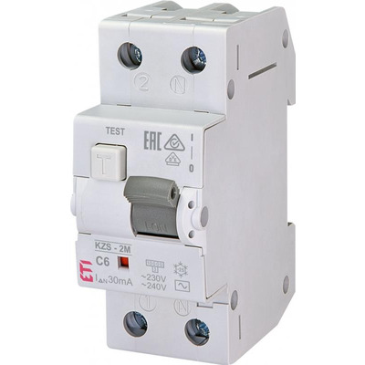 ETI Диффер. автоматический выкл.  KZS-2M C 6/0,03 тип AC (10kA)