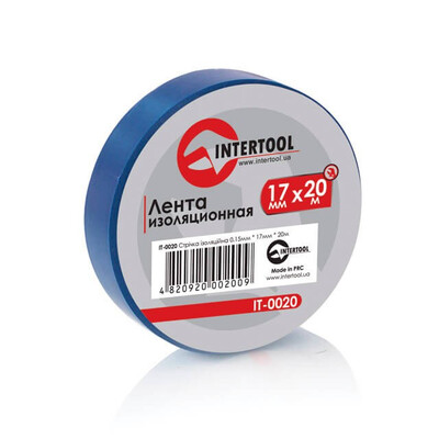 Стрічка ізоляційна 0.15ммx17ммx20м синя (упак 10 шт) INTERTOOL IT-0020