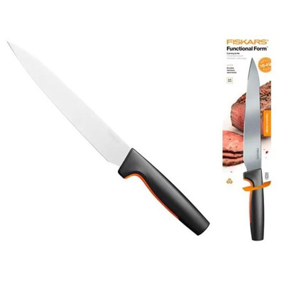 Кухонний ніж для м'яса Fiskars Functional Form, 21см, нержавіюча сталь, пластик, чорний