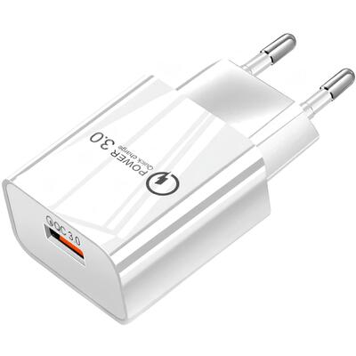 Зарядний пристрій 1xUSB 18W QС3.0, білий