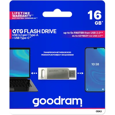 USB флеш накопичувач Flash GoodRAM 16GB USB 3.2 ODA3 Metal, Retail