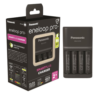 Panasonic Зарядное устройство Smart-Quick Charger + Аккумулятор Eneloop Pro NI-MH AA 2500 мАч, 4 шт.