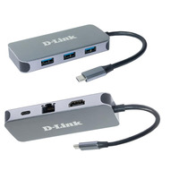 USB-Концентратор D-Link DUB-2335 3xUSB3.0, 1xUSB-C/PD, 1xHDMI 1.4b, 1xGE, USB-C