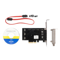 Контроллер Frime (ECF-PCIEto10SATAIII001) PCI-Ex4-10xSata III, ASM1166+JMB575