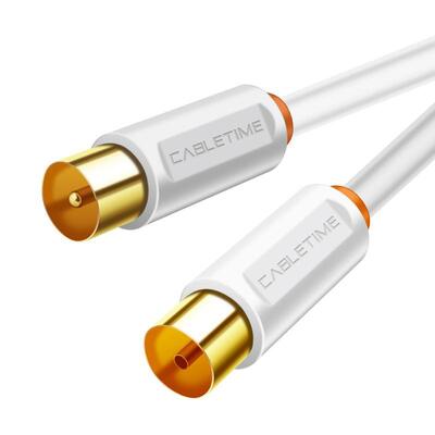 Кабель Cabletime Телевизионный, 2m, Male to Female, 75OHM, White (CF33L)