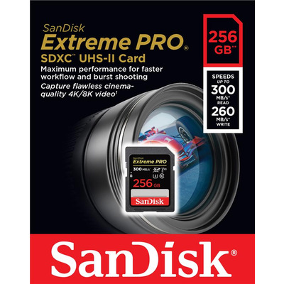 Карта пам'яті SanDisk SD  256GB C10 UHS-II U3 V90 R300/W260MB/s Extreme Pro