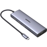 Док-станція USB3.1 Type-C --> HDMI60Hz/VGA/USB 3.0х3/RJ45/SD/TF/PD 100W 9-in-1 CM498 Ugreen