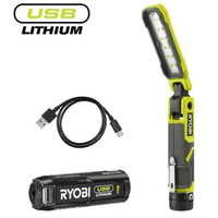 Фонарь инспекционный аккумуляторный Ryobi USB Lithium RLI4-120G, 4В, 2А·ч, 650лм, 3 режима, магнит, зажим 0.17кг