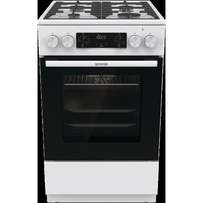 Плита Gorenje комби, 70л, 50x60см, дисплей,  чугун, белый