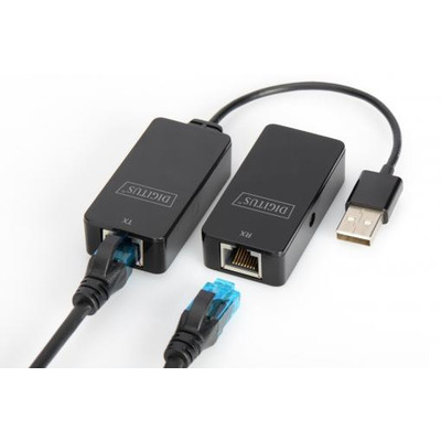 Подовжувач DIGITUS USB 2.0 - UTP Cat5, 50м, чорний