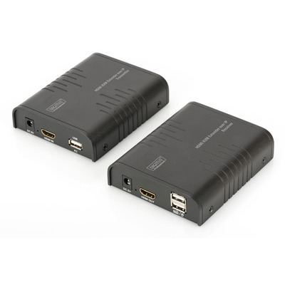 Подовжувач DIGITUS HDMI KVM по IP, комплект, Full HD, 1080p, через мережевий кабель (Cat 5, 5E, 6), 120м