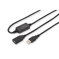 Удлинитель DIGITUS USB 2.0 Active Cable, A/M-A/F, 15м, черный