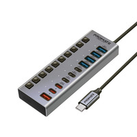 Концентратор USB Type-C Promate Gegahub-5G 10 in 1 Grey (gegahub-5g)