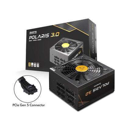 Блок живлення CHIEFTEC Polaris 3.0 (1050W), >90%, 80+ Gold, 135мм FDB, 1xMB 24pin(20+4), 2xCPU 8pin(4+4), 4xMolex, 12xSATA, 4xPCIe 8pin(6+2), 1xPCIe GEN5 16pin, Fully Modular