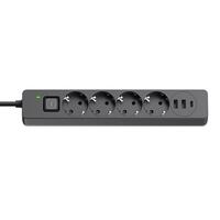 Фильтр питания ColorWay CW-CHE435PDB 4 розетки, 3USB (2USB-A + 1 TYPE-C) (24W), 2м, Black