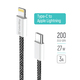 Кабель ColorWay USB Type-C - Lightning (M/M), (braided cotton) (PD Fast Charging 27W), 2 м, Black (CW-CBPDCL068-BK)