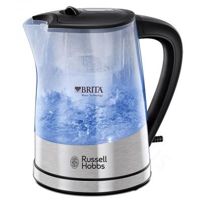 Електрочайник Russell Hobbs Purity 1л, скло, з фільтром Brita, сріблясто-чорний