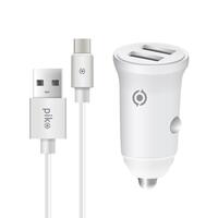 Автомобильное зарядное устройство Piko CC-312 (2USB, 3.1A) White + кабель Type-C (1283126538803)