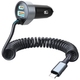 Автозарядка 2xUSB 65W (1xUSB-C+1USB-A) PD 30W with spring Type-C cable 1.2M чорна Choetech