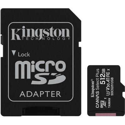 Карта пам'яті Kingston Canvas Select Plus 512Gb microSDXC (UHS-1) class 10 А1 (adapter SD)