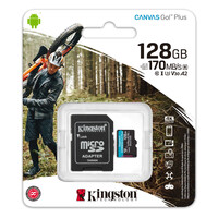 Карта пам'яті Kingston Canvas Go Plus, 128Gb, micro SDXC UHS-1 U3, class 10, A2 V30, adapter SD