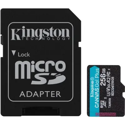 Карта пам`яті MicroSDXC   256GB UHS-I/U3 Class 10 Kingston Canvas Go! Plus R200/W160MB/s + SD-адаптер (SDCG4/256GB)