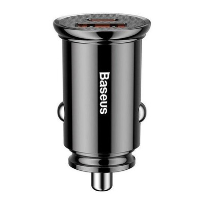 Автомобільний Зарядний Пристрій Baseus Circular Plastic, 1xUSB-A,1xType C, 30W, Black
