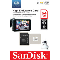Карта пам`ятi MicroSDXC 64GB UHS-I/U3 Class 10 SanDisk High Endurance R100/W40MB/s + SD-adapter (SDSQQNR-064G-GN6IA)