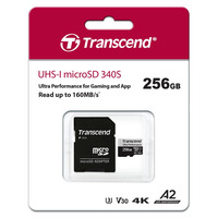 Карта пам'яті Transcend microSD 256GB C10 UHS-I U3 A2 R160/W125MB/s + SD