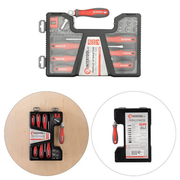 Набір викруток з комплектом насадок 51 од INTERTOOL VT-3352