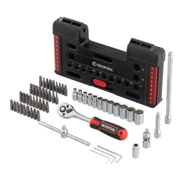 Набір насадок і головок з тріскачкаю 57 од, STORM INTERTOOL VT-3657