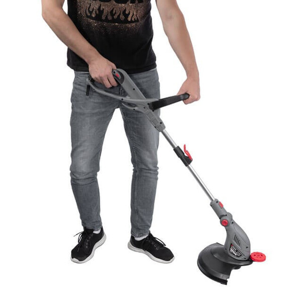 Тример електричний, 450 Вт, 230 В~50 Гц, 10000 об/хв, діаметр обертання ліски 300 мм, регулювання довжини