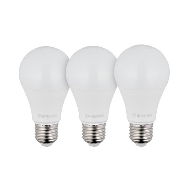 Лампи світлодіодні, набір 3 од. LL-0015, LED A60, E27, 12 Вт, 150-300 В, 4000 K, 30000 г, гарантія 3 роки