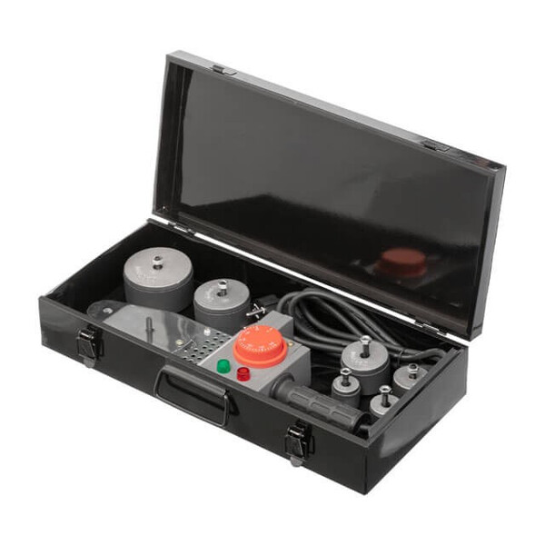 Паяльник для пластикових труб, 850 Вт, 0-300°C, насадки 20, 25, 32, 40, 50, 63 мм, металевий кейс INTERTOOL