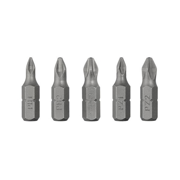 Комплект викруткових насадок PH1, PH2, PZ1, PZ2 1/4" * 25мм уп. 5од., S2, STORM INTERTOOL VT-0210