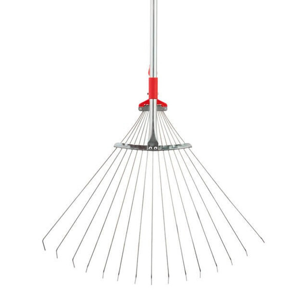 Граблі віялові, 15 прутів, металева рукоятка, регульована ширина 20-65 см INTERTOOL FT-3008