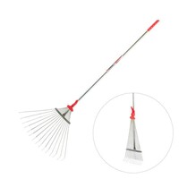 Граблі віялові, 15 прутів, металева рукоятка, регульована ширина 20-65 см INTERTOOL FT-3008