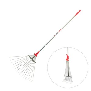 Граблі віялові, 15 прутів, металева рукоятка, регульована ширина 20-65 см INTERTOOL FT-3008