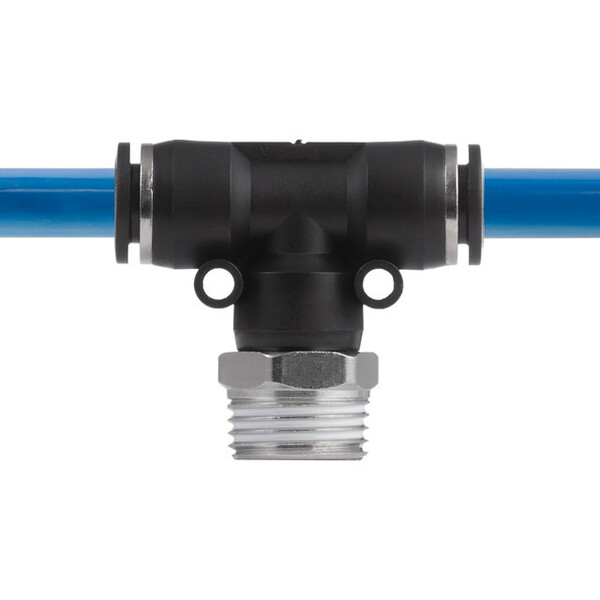 З'єднання цангове Т-подібне для поліуретанових та ін. шлангів 10*10 мм, 1/2" зовн. різьба INTERTOOL PT-2363