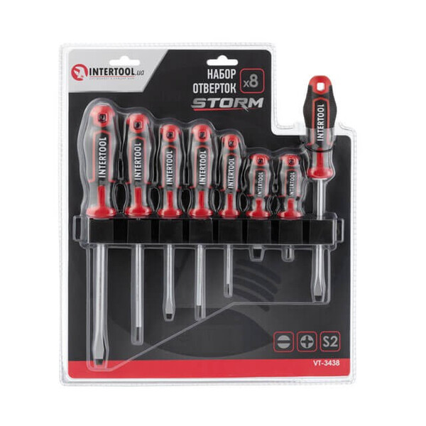 Набір викруток 8 од (SL5.0 * 100 мм, SL6.0 * 38 мм, SL6.0 * 125 мм, SL8.0 * 150 мм, PH0 * 75 мм, PH1 * 100 мм, PH2 *
