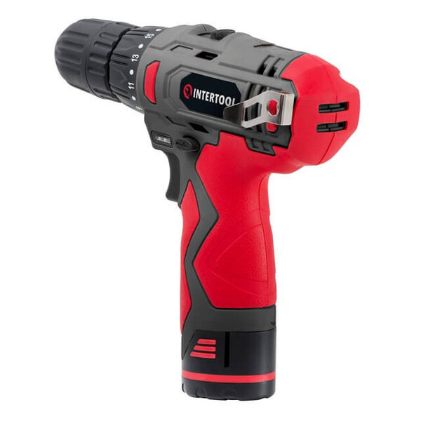 Дриль-шурупокрут акумуляторний 12 В, 30 Нм, 0-350/0-1300 об/хв, 0.8-10 мм, 1.3 Аг INTERTOOL DT-0310