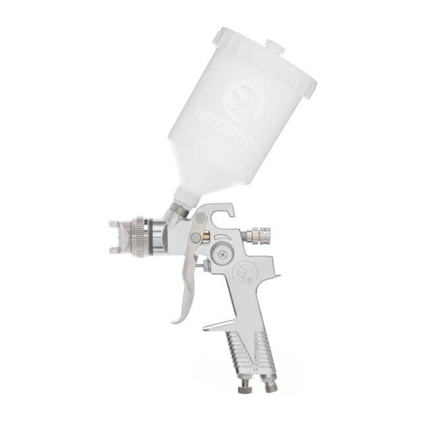 Фарбопульт пневматичний HVLP, верхній пластиковий бачок INTERTOOL PT-0106