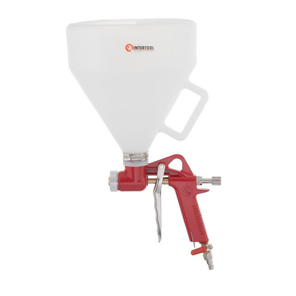 Пістолет для нанесення штукатурки пневматичний, 4-8 мм, В/Б пластиковий, 7000 мл. 3-6 барів INTERTOOL PT-0402
