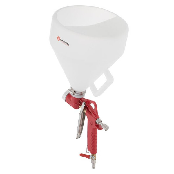 Пістолет для нанесення штукатурки пневматичний, 4-8 мм, В/Б пластиковий, 7000 мл. 3-6 барів INTERTOOL PT-0402